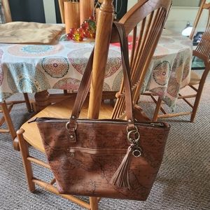 Patricia Nash Italy Map Leather Tote Bag
